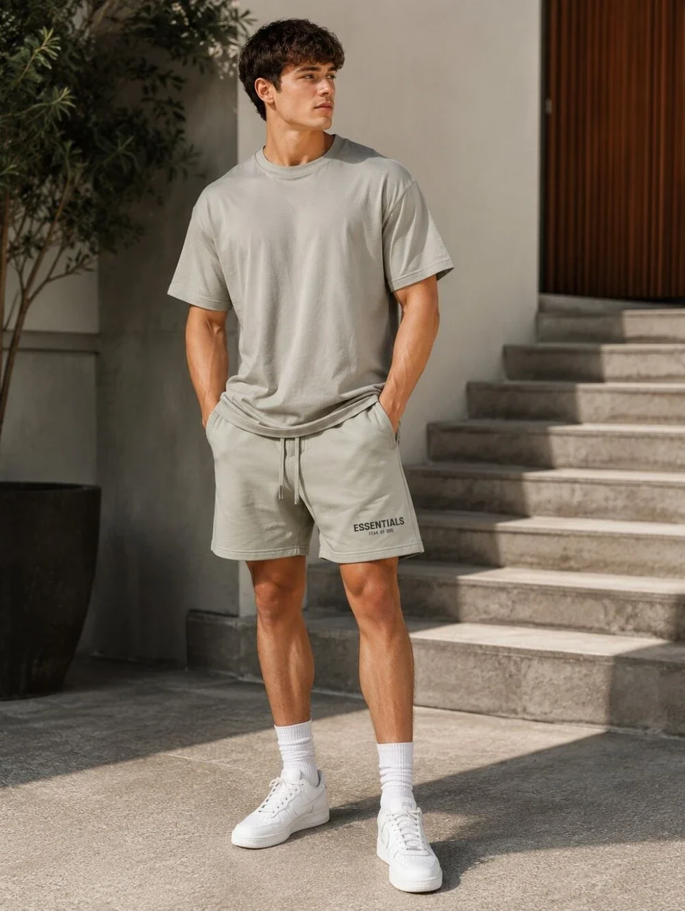 Fear of God Essentials Fleece Shorts Moss Green Men's Medium NWT Drawstring